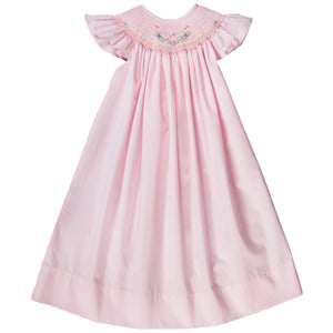 Butterfly & Bullion Flowers Pink Angel Sleeve Smocked Bishop 19SP 6490 A