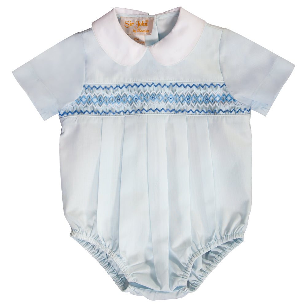 Lt. Blue English Smocked Boy Bubble 20SP 6512 BUB