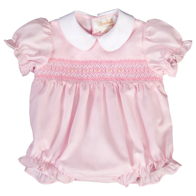 Pink English Smocked Girl Bubble with White Collar 19SP 6512 BUG