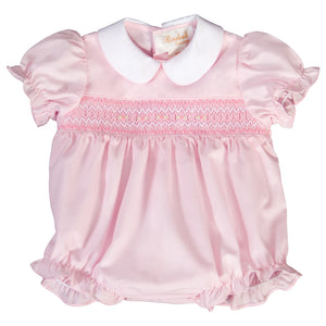 Pink English Smocked Girl Bubble with White Collar 19SP 6512 BUG