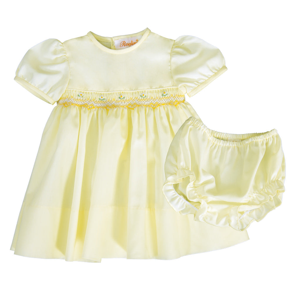 Leah Light Yellow English Smocked Baby Dress with Matching Panties 19SP 6558 D