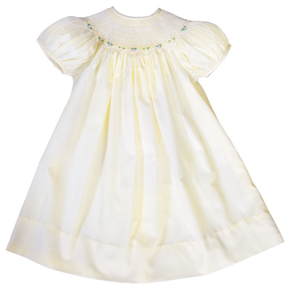 Sadie Light Yellow Bullion Rose English Smocked Bishop 19SP 6569 A LYW