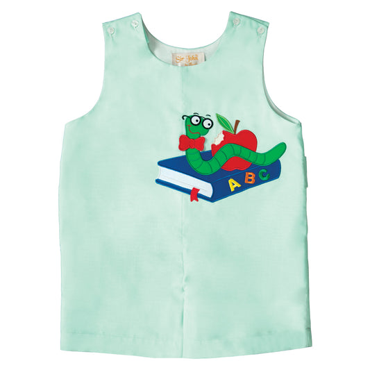 Bookworm Applique Mint Green Romper 19SU 6581 R