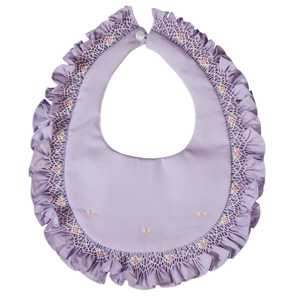 Lavender Smocked Ruffled Bib 19SP 6588 BIB