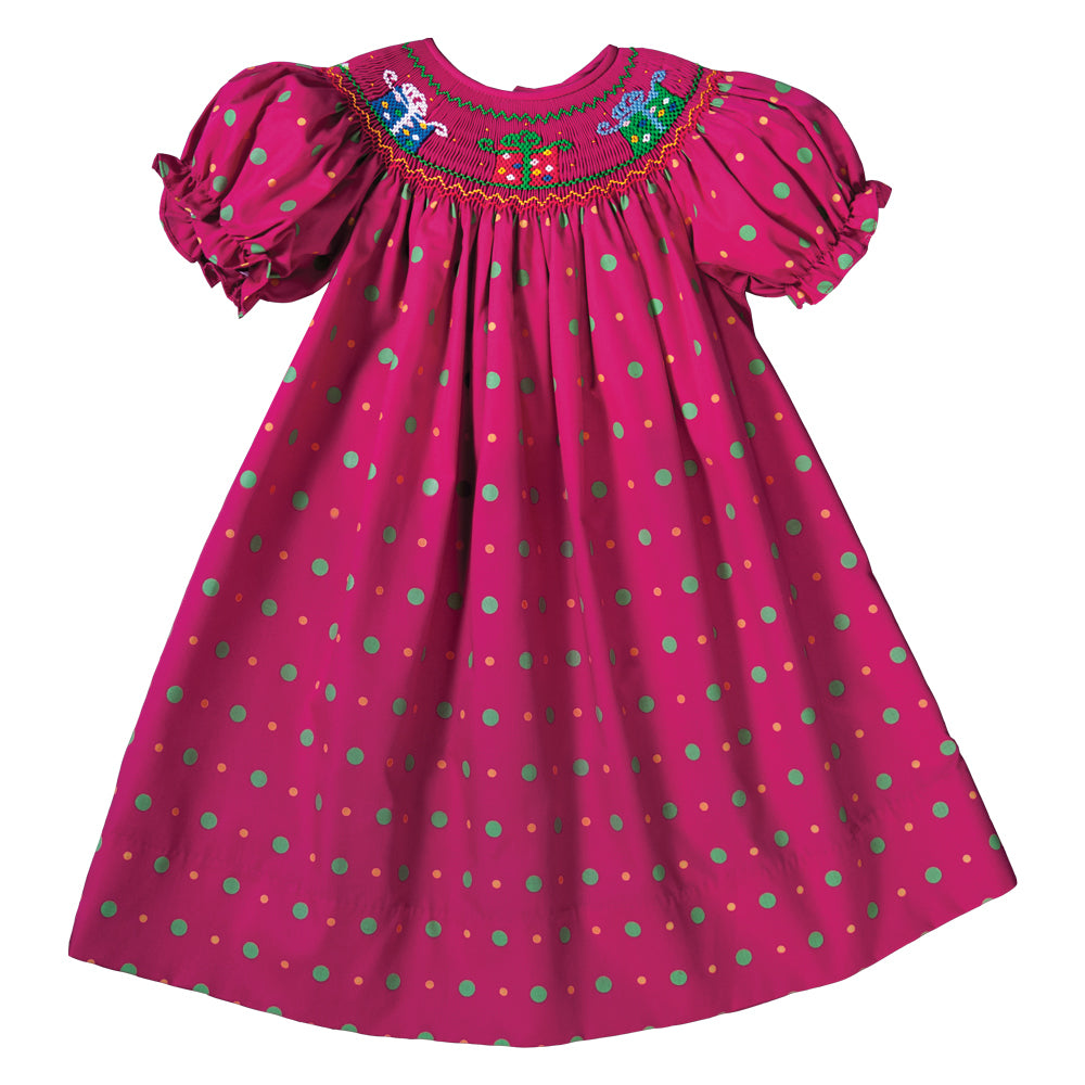 Fancy Presents Magenta Multi Dot Smocked Bishop 19H 6607 A