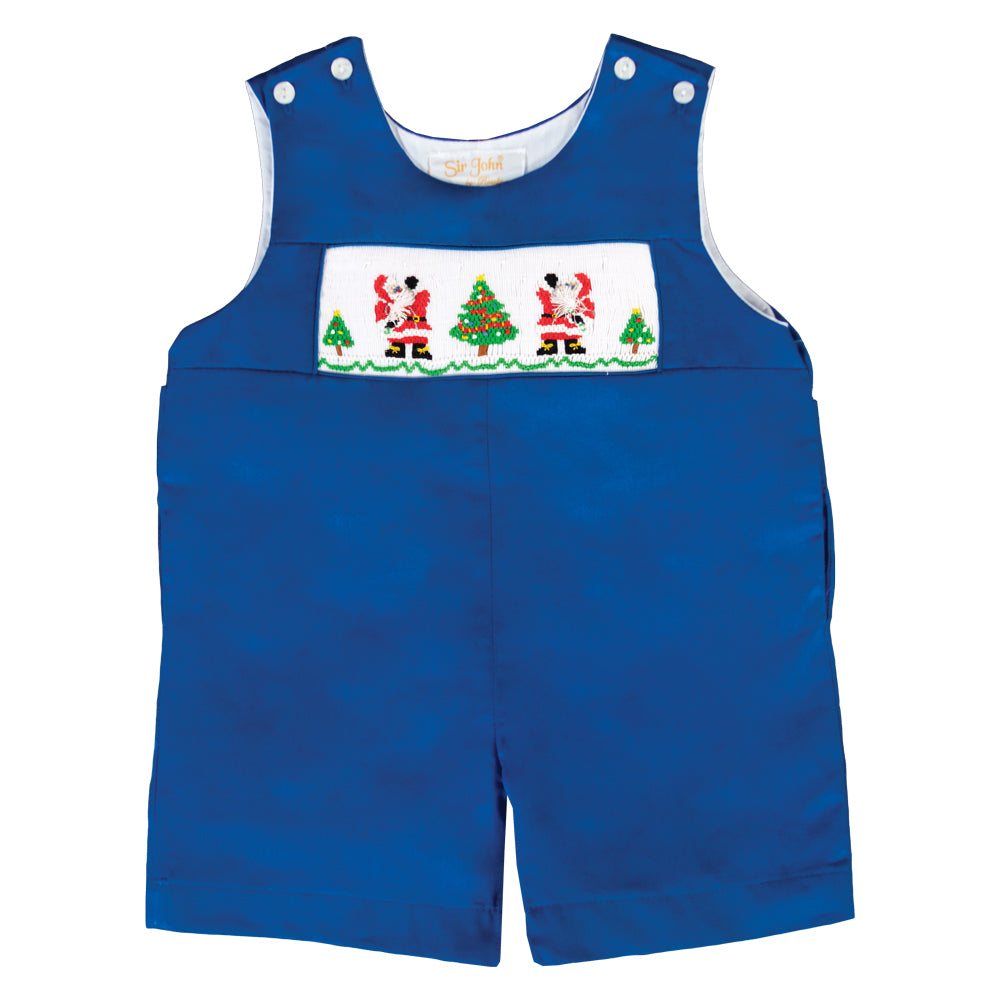 Waving Santas Royal Blue Smocked Romper 19H 6609 R