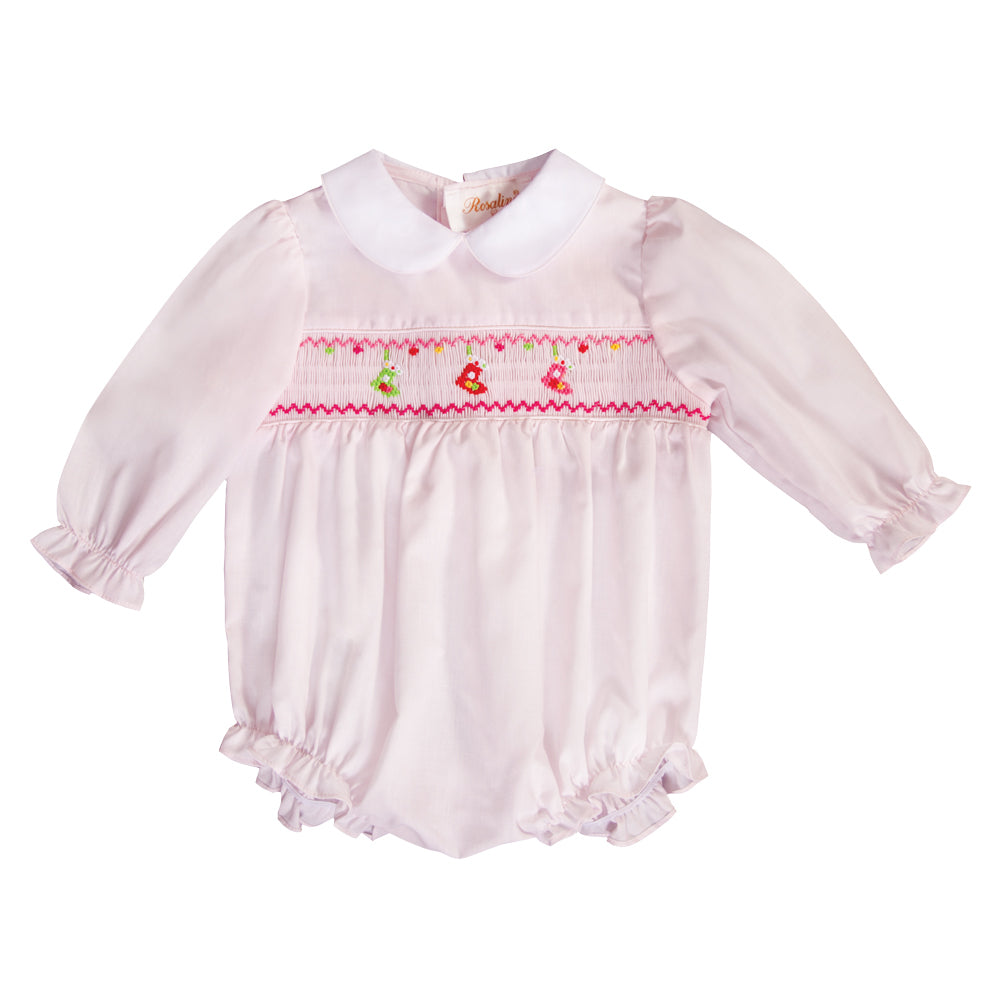 Christmas Stockings Lt. Pink Smocked Girl Bubble