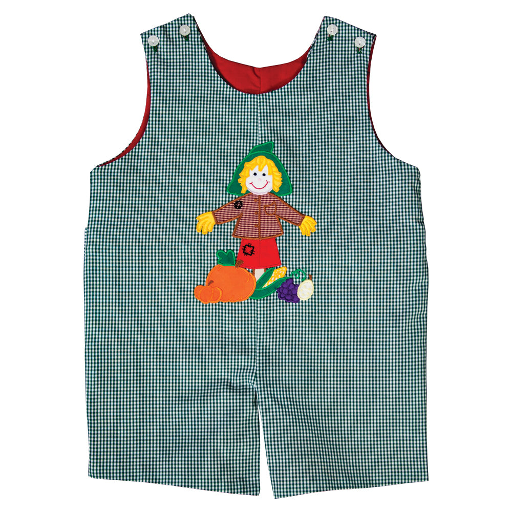 Scarecrow Green Gingham Applique Reversible Romper 19F 6638 R