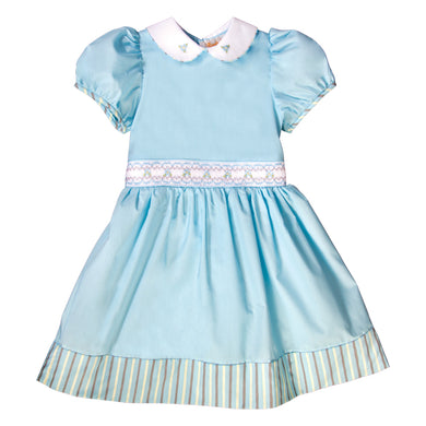 Tamara Turquoise English Smocked Baby Dress w/Cap Sleeves 19F 6646 D