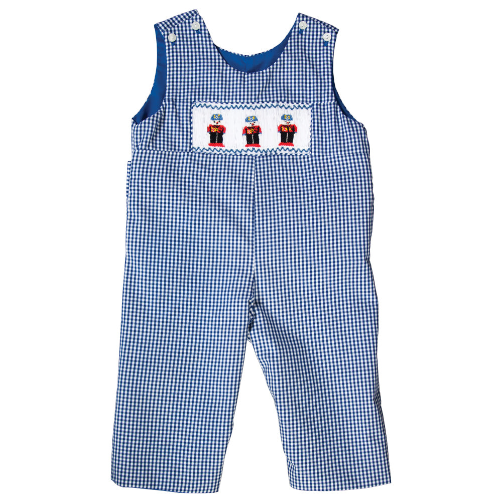 Nutcracker Trio Royal Blue Gingham Smocked Reversible Longall 19H 6647 L
