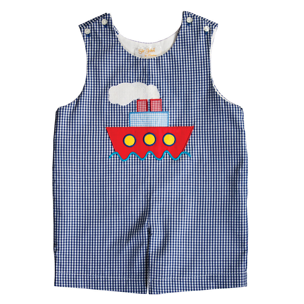 Boat Applique R.Blue Gingham Romper 20SU 6655 R