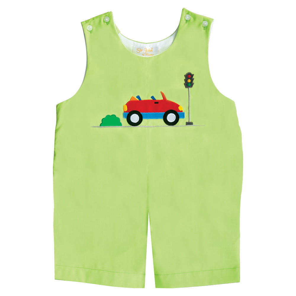 Red Car Applique Lime Green Romper 20SU 6659 R