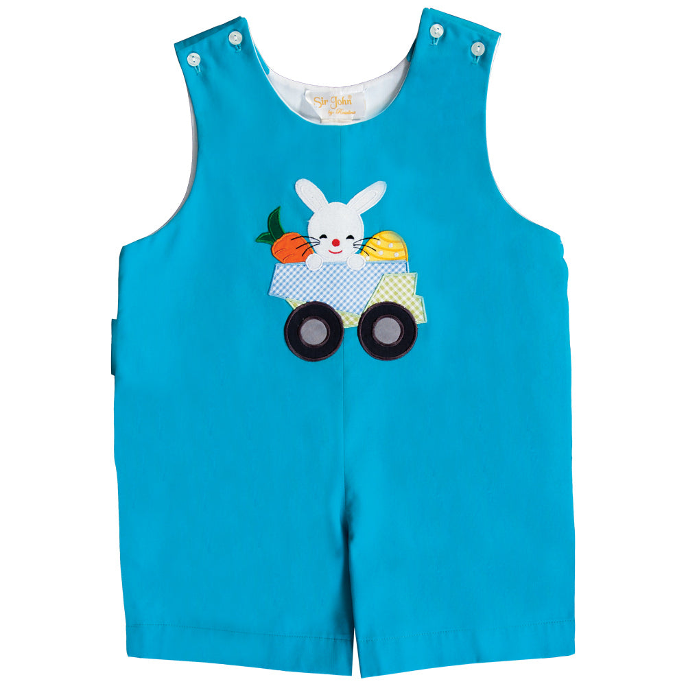 Bunny Truck Applique Turquoise Romper 20SP 6672 R