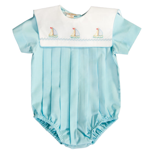 Sailboats Lt. Aqua Blue Sh. Emb. Boy Bubble 20SU 6683 BUB