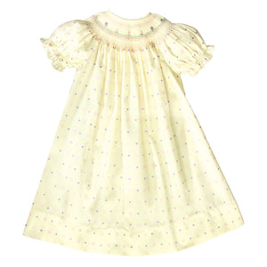 Lily Lt. Yellow Multi Dotted English Smocked Bishop 20SP 6694 A