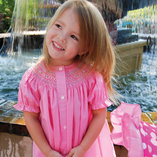 Sofie Med. Pink English Smocked Front Button Bishop 20SU 6698 A