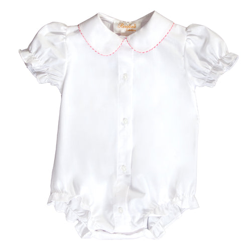 White w/Pink Gingham Trim Girl Bubble 20SP 6705 BUG
