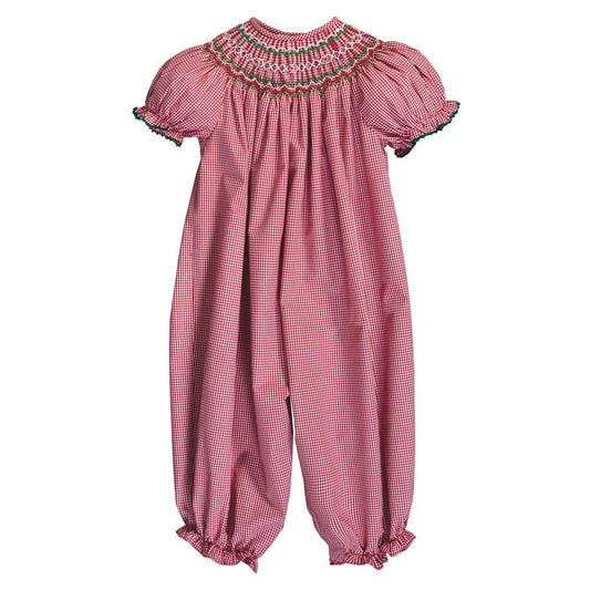 Jesse Red Gingham English Smocked Bishop w/RicRac 20H 6716 A