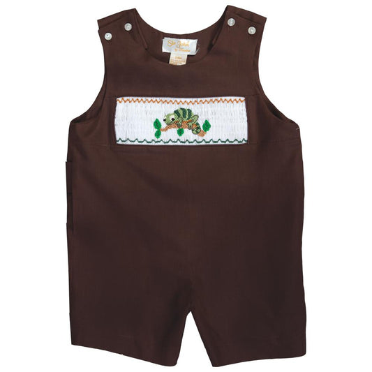 Chameleon Green Lizard Brown Smocked Romper 20F 6725 R