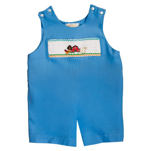 Happy Farm Med. Blue Smocked Romper 20F 6727 R