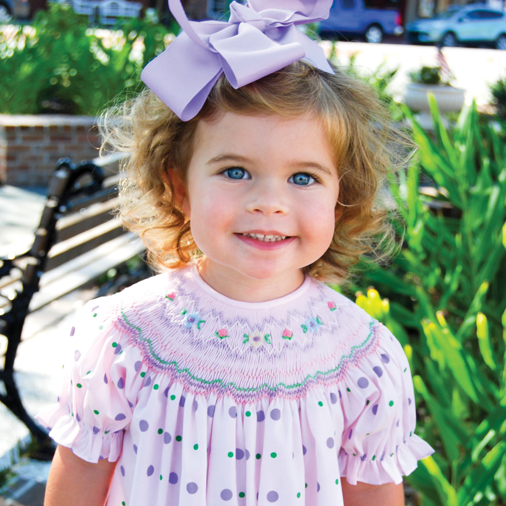 Pink Multi-Dot English Smocked Bishop 20SU 6736 A