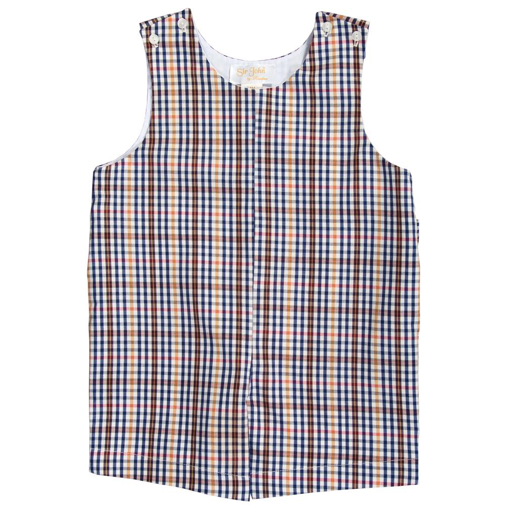 Brown & Navy Blue Plaid Romper 20F 6738 R