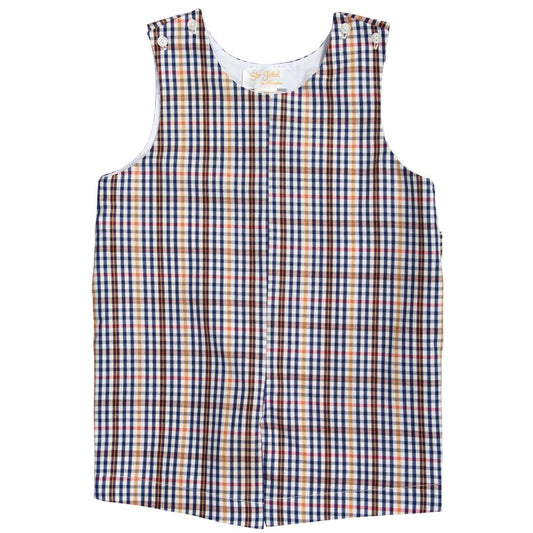 Brown & Navy Blue Plaid Romper 20F 6738 R