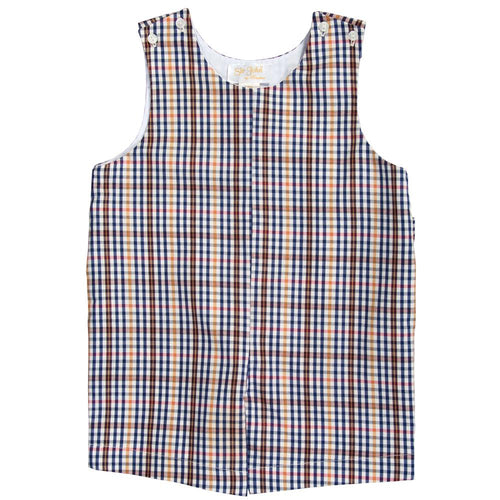 Brown & Navy Blue Plaid Romper 20F 6738 R