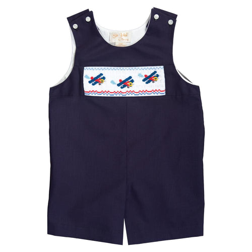 Plane Trio Navy Blue Smocked Romper 20F 6739 R