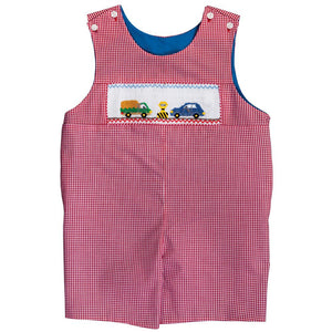 Time to Stop Smocked Red Gingham Reversible Romper 20F 6740 R