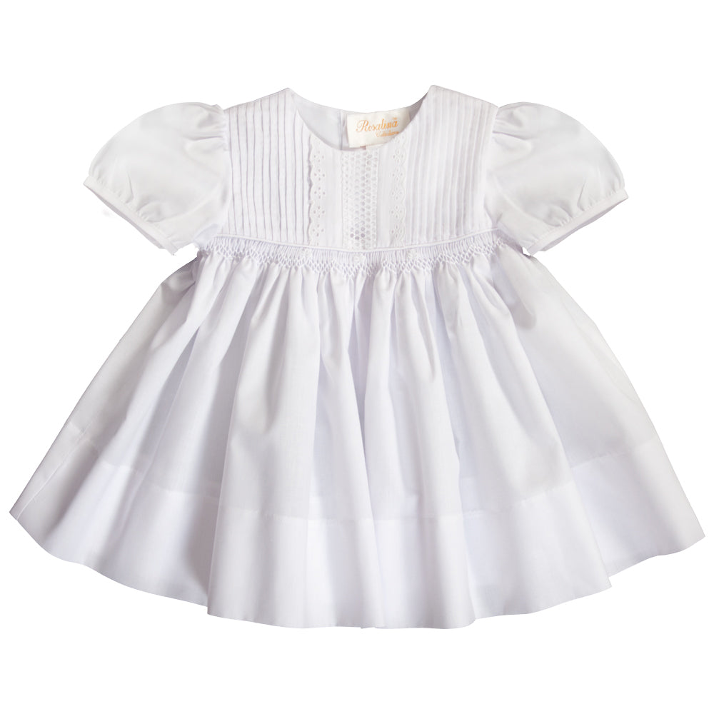 White English Smocked Baby Dress w/Pintucks 20SU 6744 D