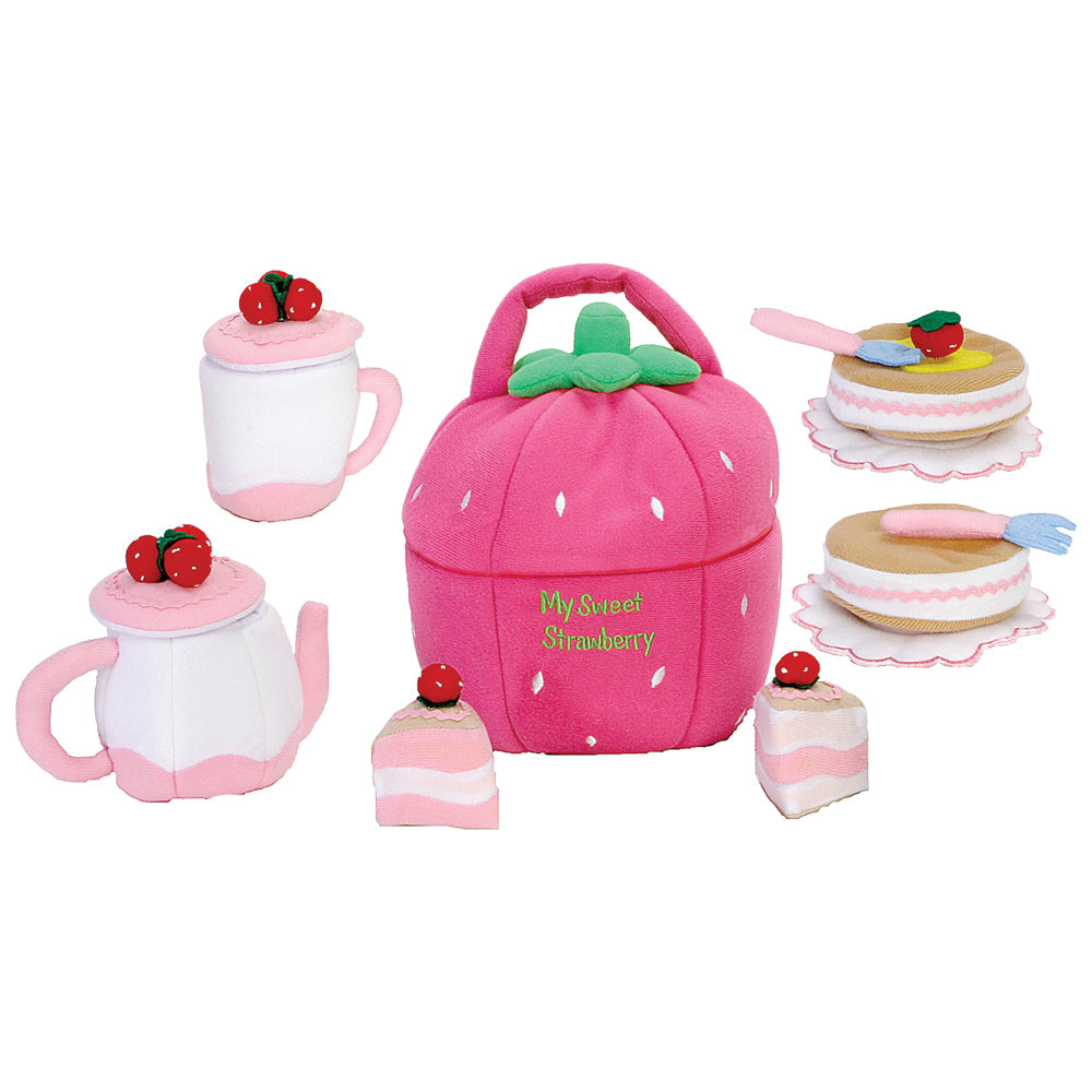 Soft Strawberry Bag w/Tea Set & Cakes 7114