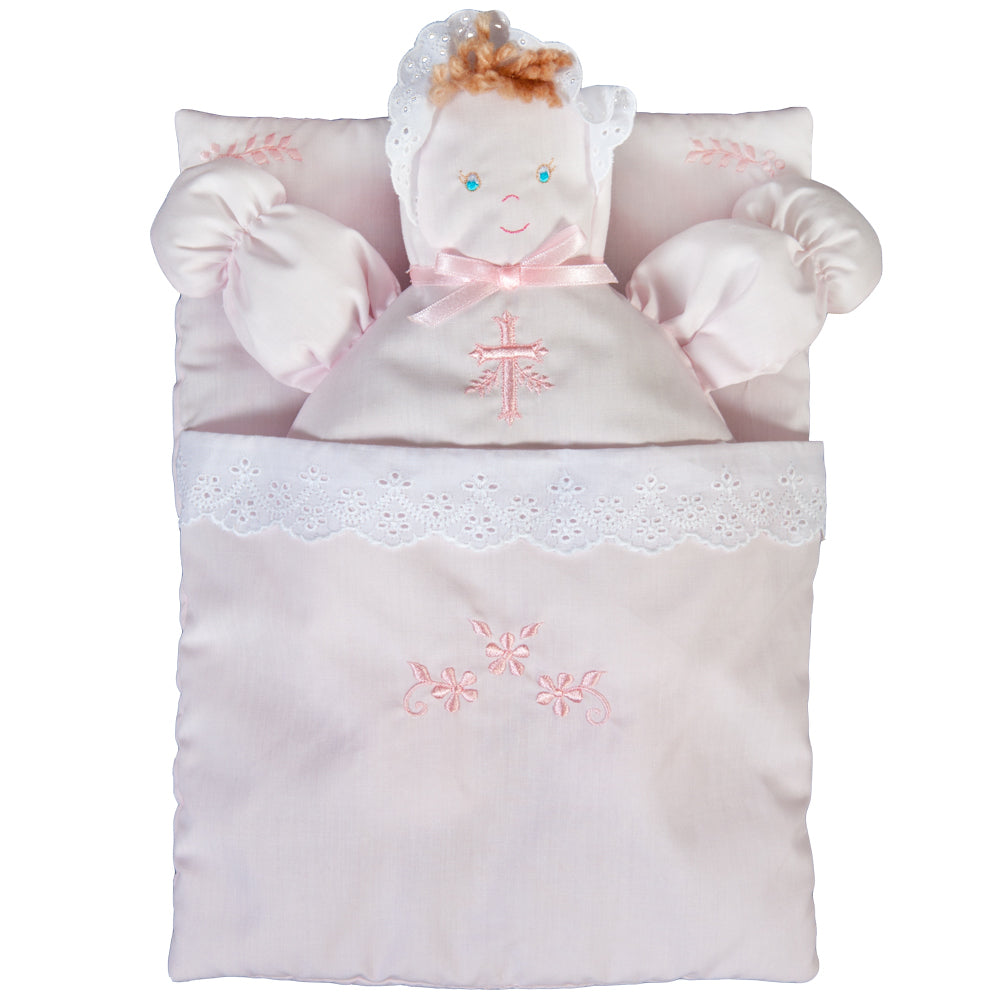 Pink Bunting Doll with Cross Design Embroidery 7190 PK