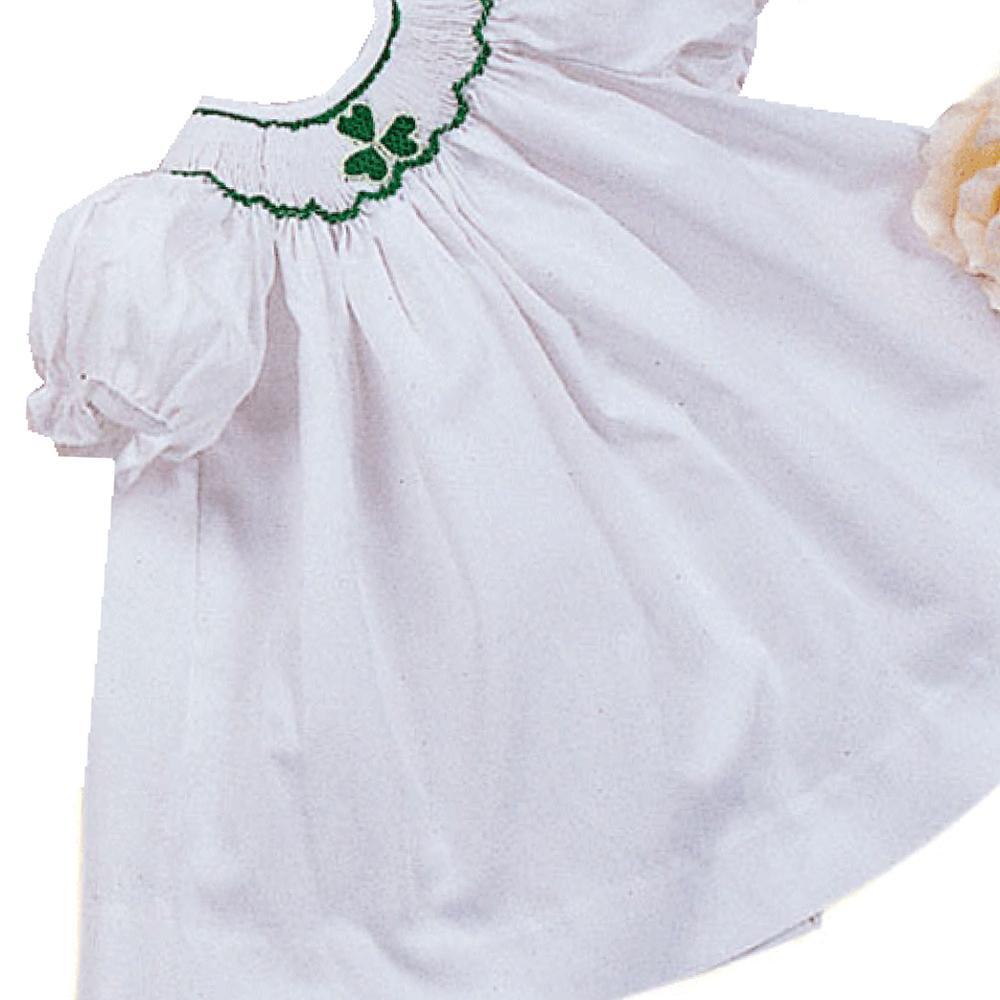 White Shamrock Smocked Doll Bishop 12" 835 -DD