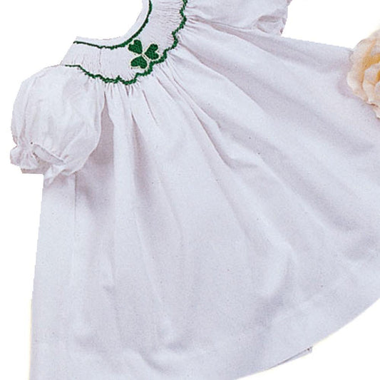 White Shamrock Smocked Doll Bishop 12" 835 -DD