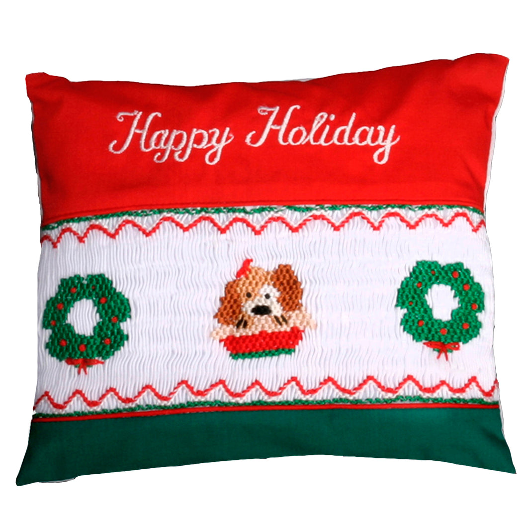 Dog Wreath Smocked Mini Pillow 863