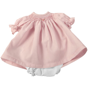 Pink Roselle Smocked Doll Dress w/opt Bonnet