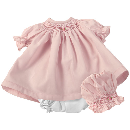 Pink Roselle Smocked Doll Dress w/opt Bonnet