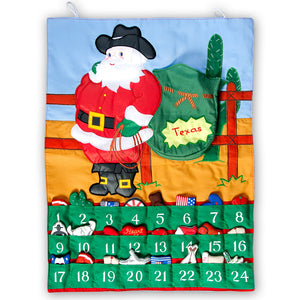 Texas Cowboy Santa Advent Calendar Wall Hanging SSC FO7100