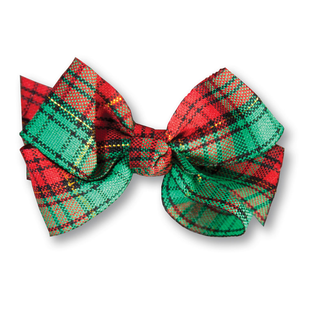 Red Green Plaid Hairbow 17H HB 290