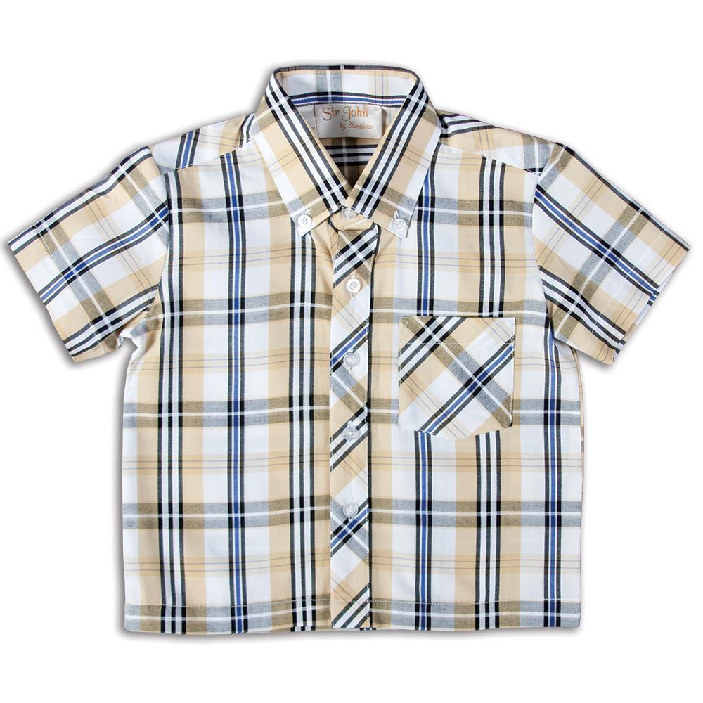 Blue Yellow Black Plaid Short Sleeve Polo Shirt DAYR J-002