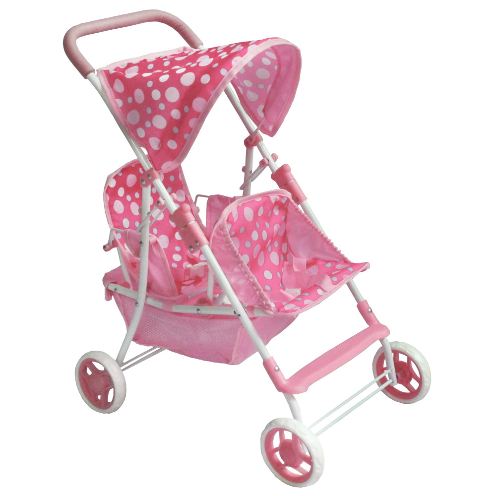 Pink Polka Dot Double DOLL Stroller MG9618