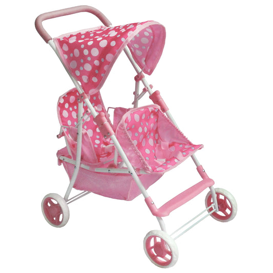 Pink Polka Dot Double DOLL Stroller MG9618