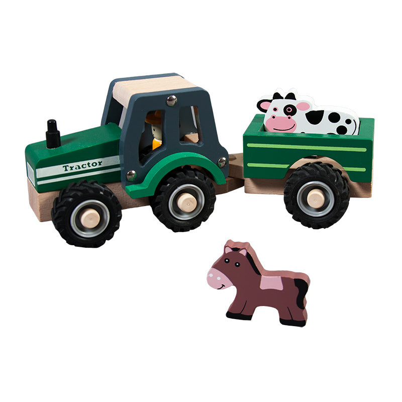 Wooden Tractor Trailer w/Animals TL24083