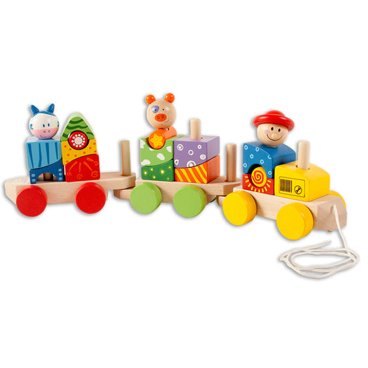 Wooden Animal Block Train