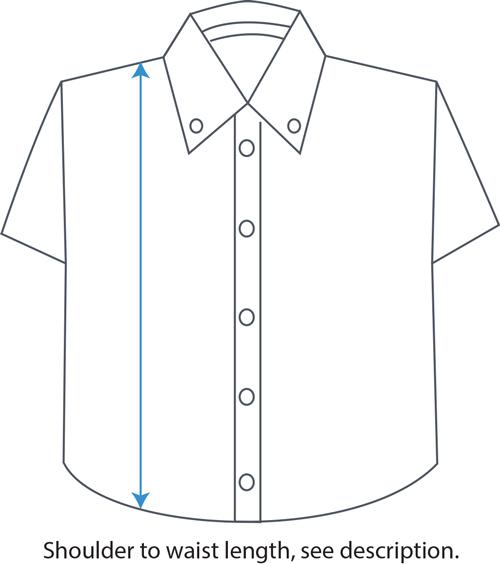 J Series Polo Shirt Shoulder to Waist Diagram