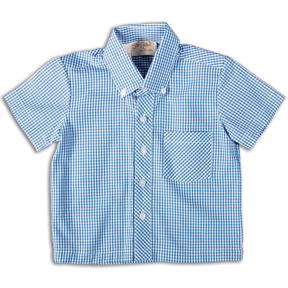Royal Blue Gingham Short Sleeve Polo Shirt DAYR J-001