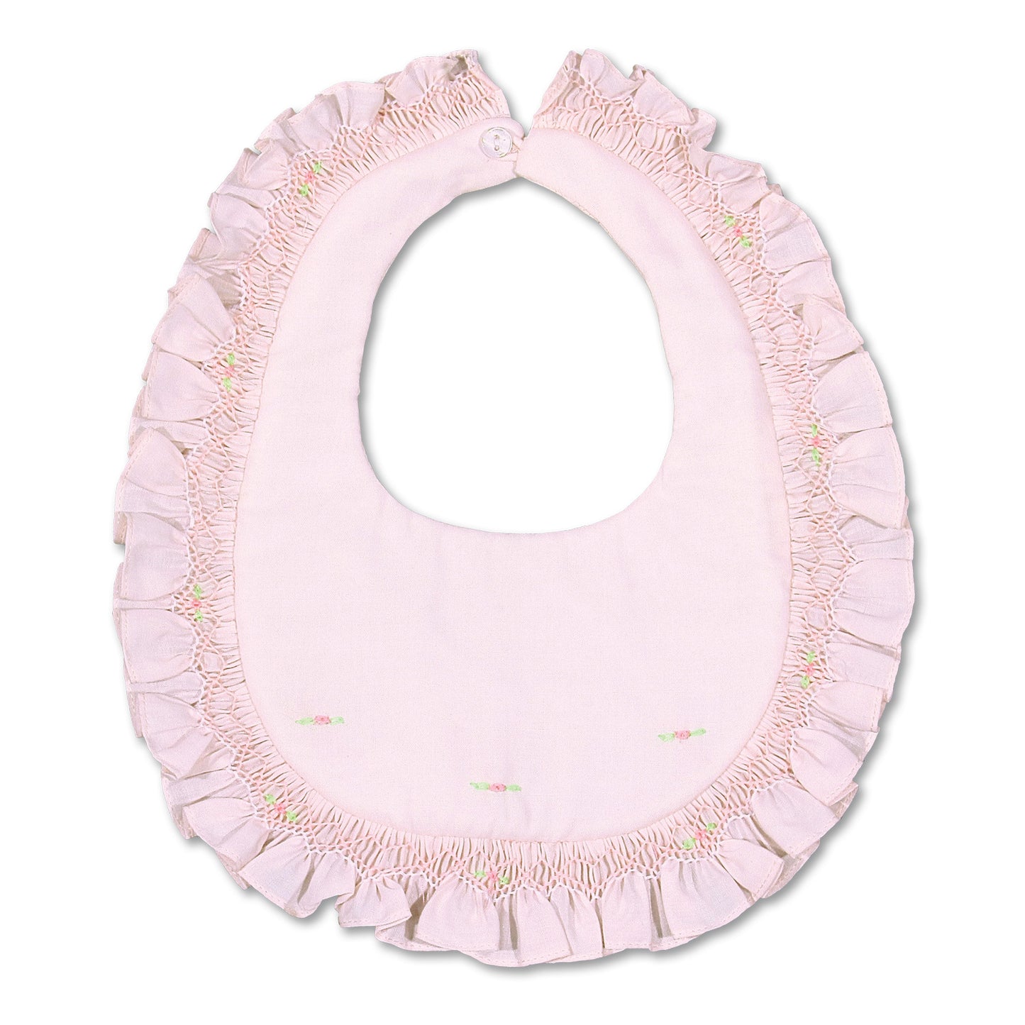 English Smocked Bib with Ruffles 4282 BB