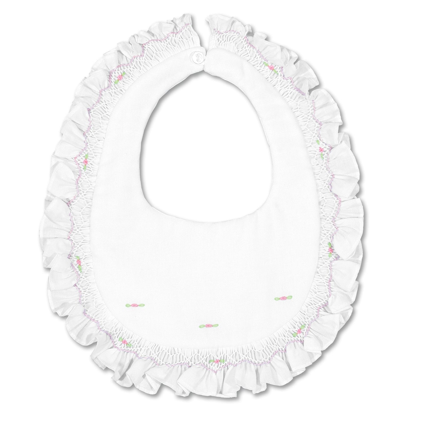 English Smocked Bib with Ruffles 4282 BB